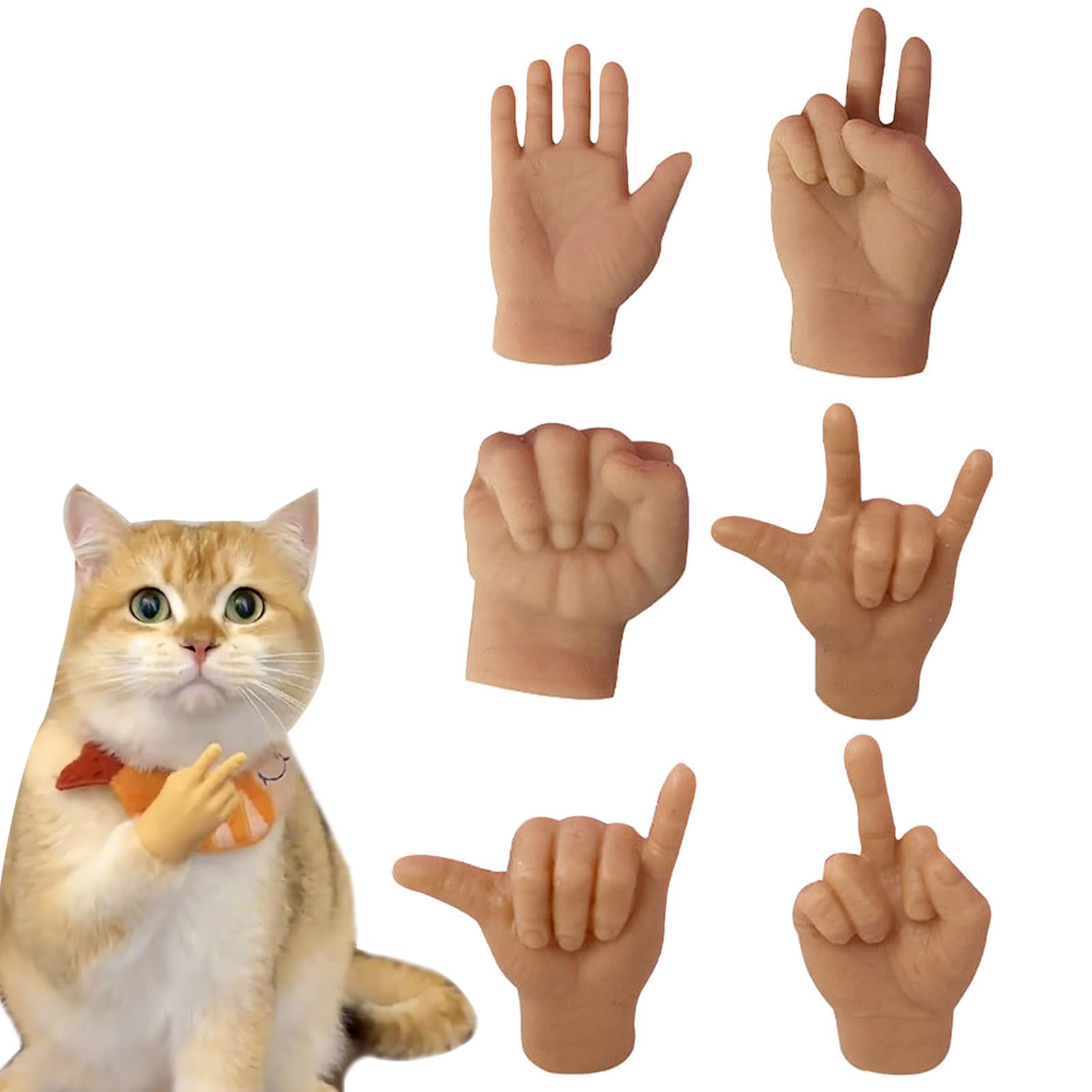 Amazon | 猫用ミニハンド、6個 猫用小さな手、面白いミニ人間の手